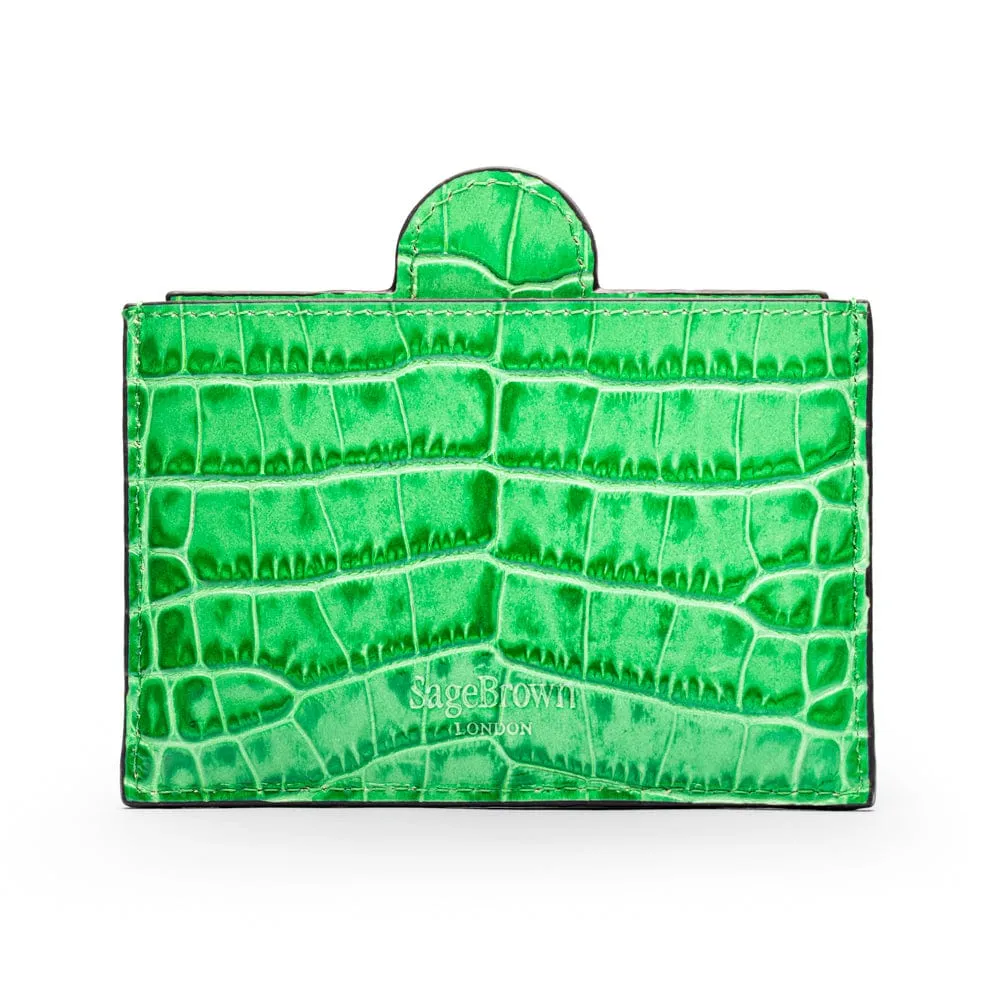 Compact Leather Mirror - Emerald Croc