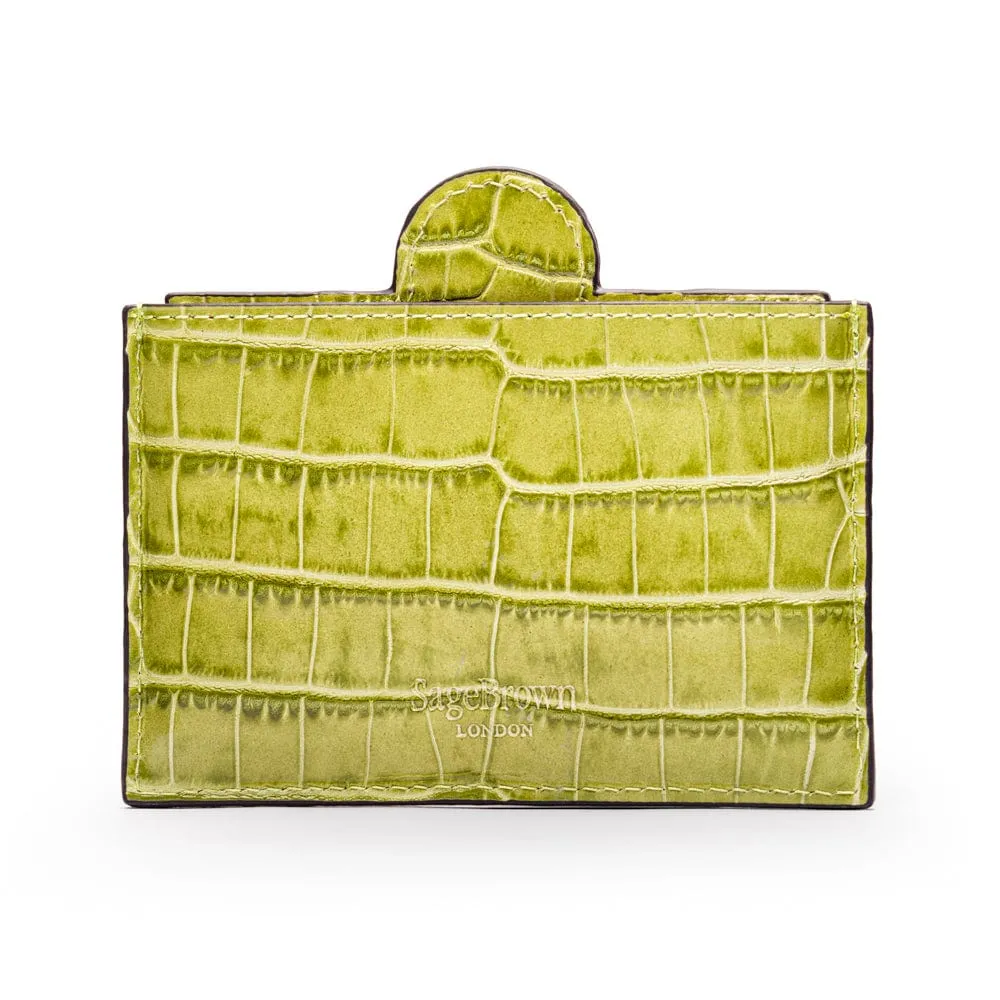 Compact Leather Mirror - Lime Croc