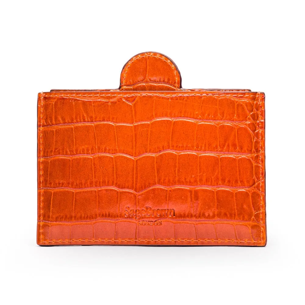 Compact Leather Mirror - Orange Croc