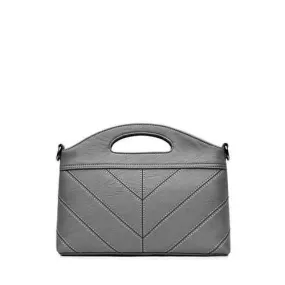 Concise PU Leather Stitching Handbag - Gray
