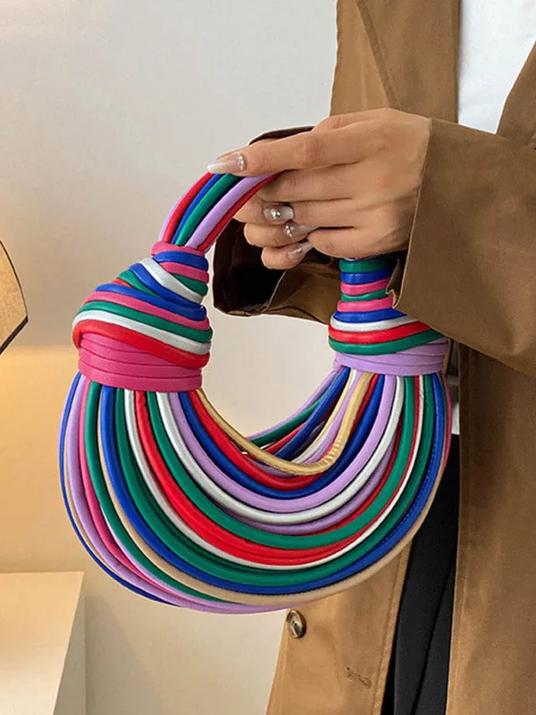 Contrast Color Geometric Zipper Handbags