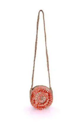 Coral Pompom Bag