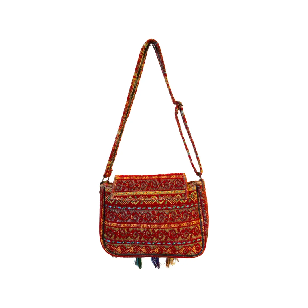 Crossbody Messenger Casual Bag - Tassel Messenger Bag Made of Rug Fabric