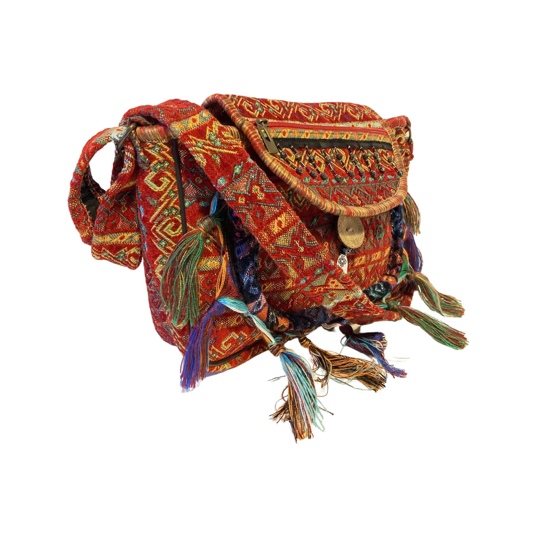 Crossbody Messenger Casual Bag - Tassel Messenger Bag Made of Rug Fabric