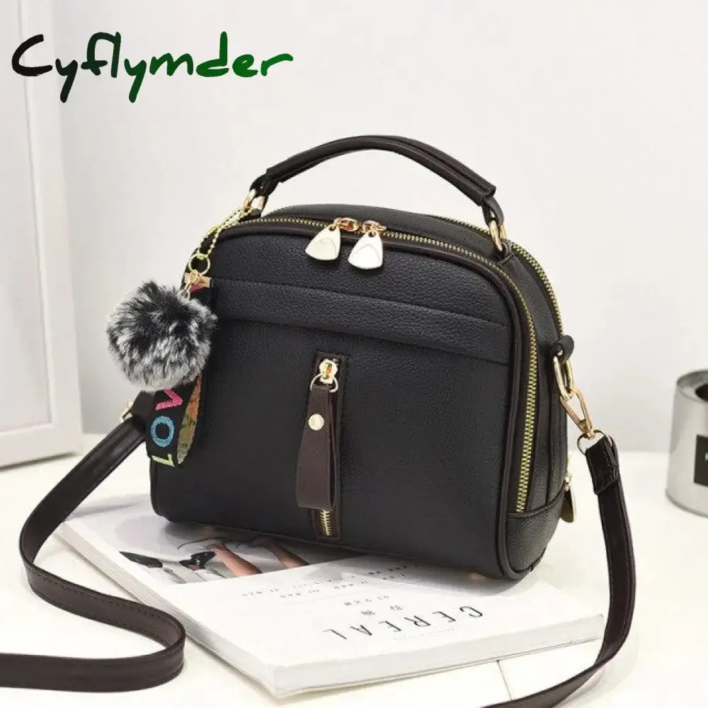 Cyflymder PU Leather Handbag For Women Girl Fashion Tassel Messenger Bags With Ball Bolsa Female Shoulder Bags Ladies Party Crossby Bag