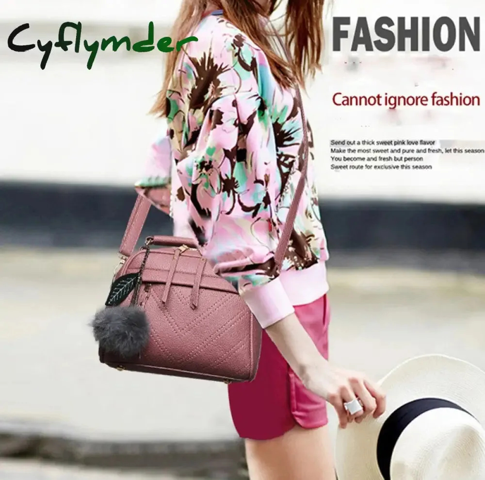 Cyflymder PU Leather Handbag For Women Girl Fashion Tassel Messenger Bags With Ball Bolsa Female Shoulder Bags Ladies Party Crossby Bag