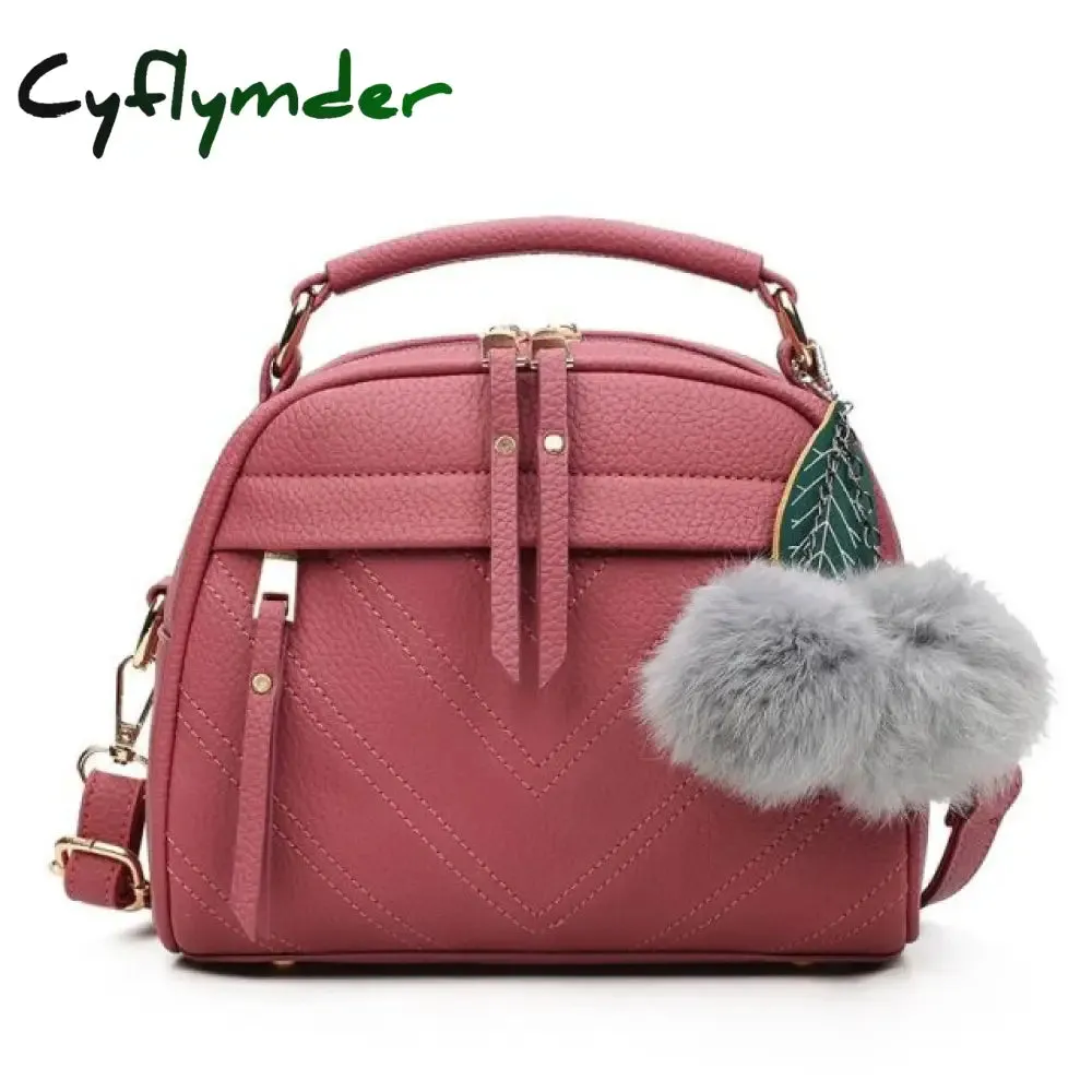 Cyflymder PU Leather Handbag For Women Girl Fashion Tassel Messenger Bags With Ball Bolsa Female Shoulder Bags Ladies Party Crossby Bag