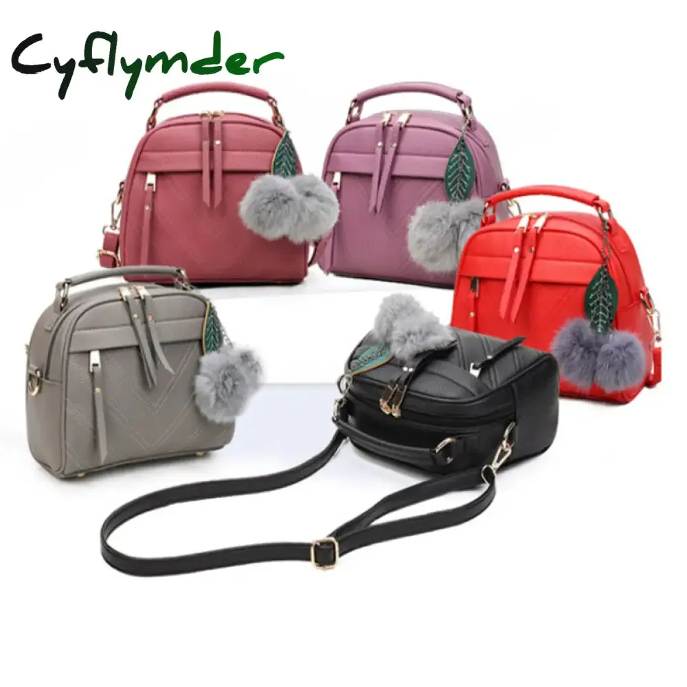 Cyflymder PU Leather Handbag For Women Girl Fashion Tassel Messenger Bags With Ball Bolsa Female Shoulder Bags Ladies Party Crossby Bag