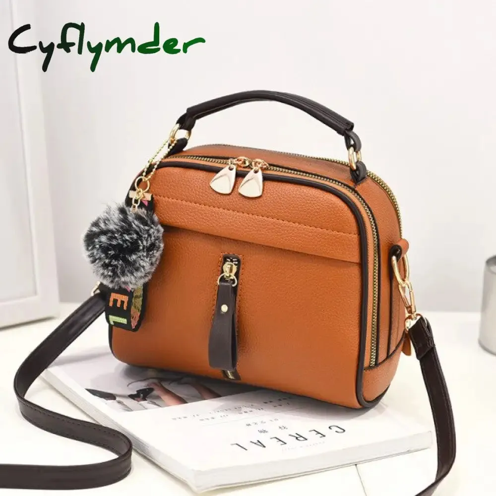 Cyflymder PU Leather Handbag For Women Girl Fashion Tassel Messenger Bags With Ball Bolsa Female Shoulder Bags Ladies Party Crossby Bag