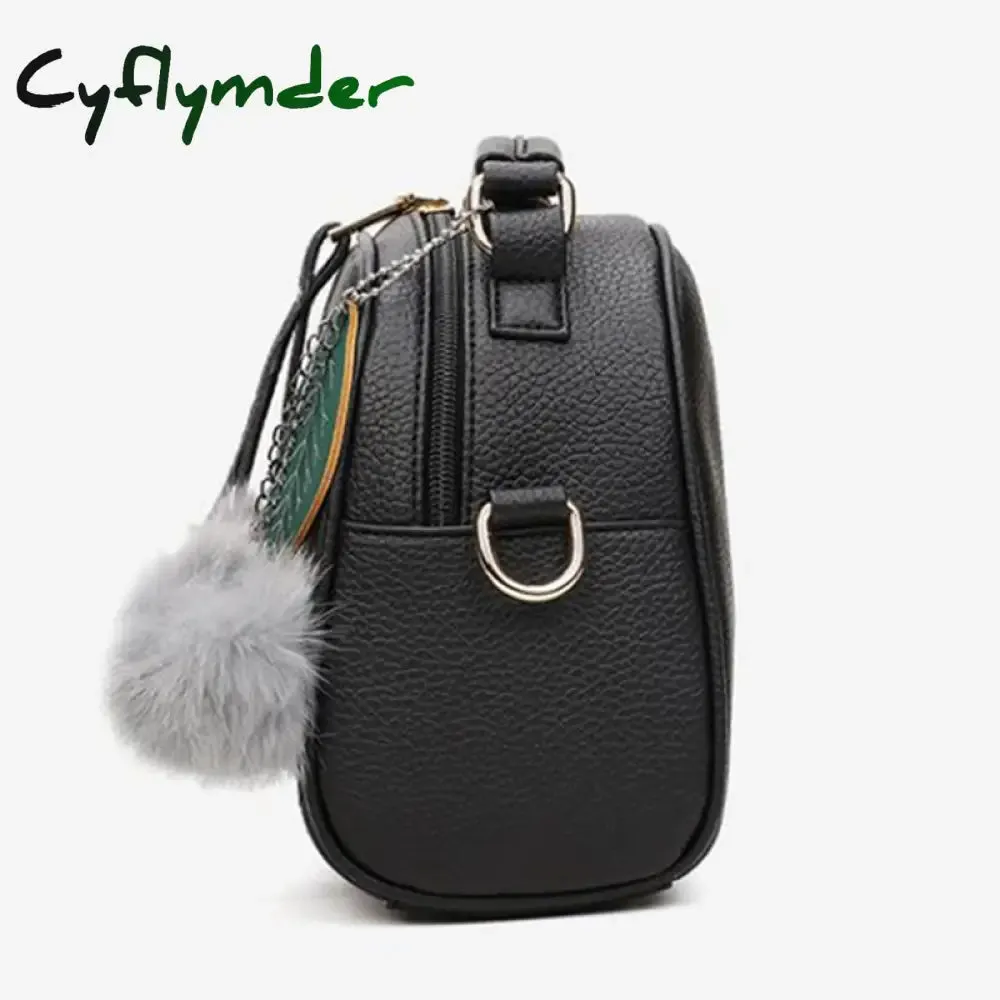 Cyflymder PU Leather Handbag For Women Girl Fashion Tassel Messenger Bags With Ball Bolsa Female Shoulder Bags Ladies Party Crossby Bag