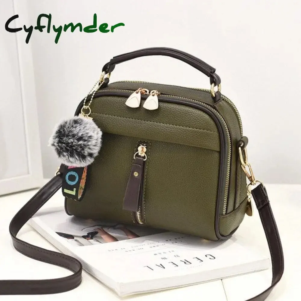 Cyflymder PU Leather Handbag For Women Girl Fashion Tassel Messenger Bags With Ball Bolsa Female Shoulder Bags Ladies Party Crossby Bag