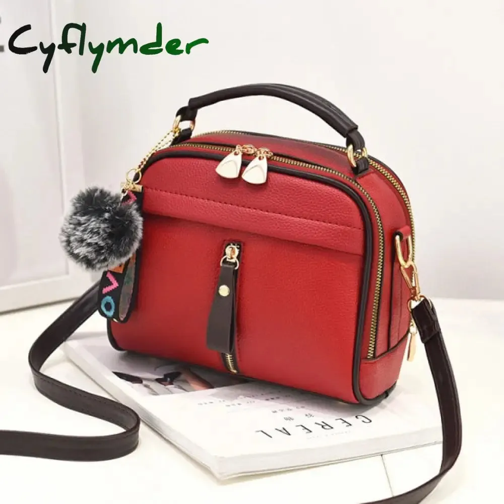 Cyflymder PU Leather Handbag For Women Girl Fashion Tassel Messenger Bags With Ball Bolsa Female Shoulder Bags Ladies Party Crossby Bag