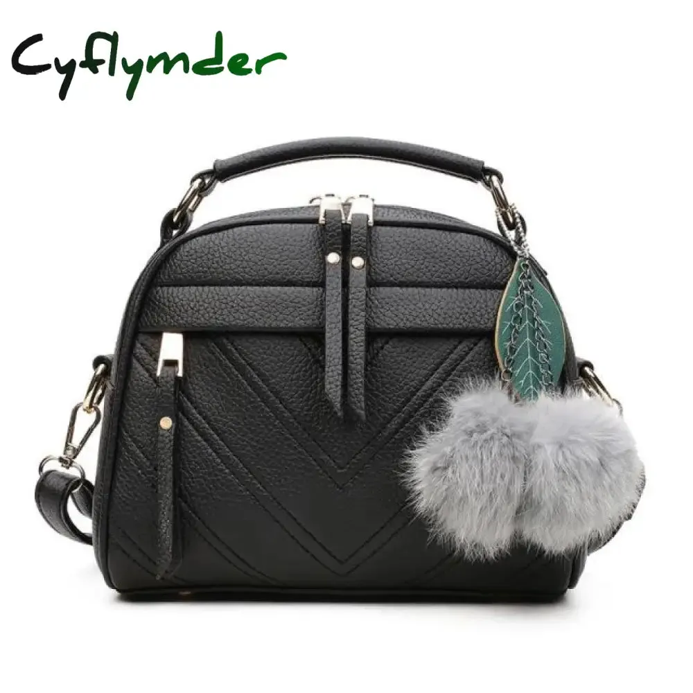 Cyflymder PU Leather Handbag For Women Girl Fashion Tassel Messenger Bags With Ball Bolsa Female Shoulder Bags Ladies Party Crossby Bag