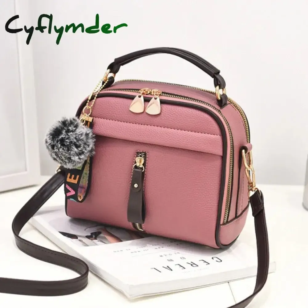 Cyflymder PU Leather Handbag For Women Girl Fashion Tassel Messenger Bags With Ball Bolsa Female Shoulder Bags Ladies Party Crossby Bag