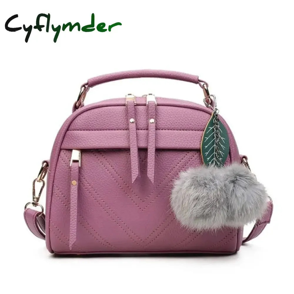 Cyflymder PU Leather Handbag For Women Girl Fashion Tassel Messenger Bags With Ball Bolsa Female Shoulder Bags Ladies Party Crossby Bag