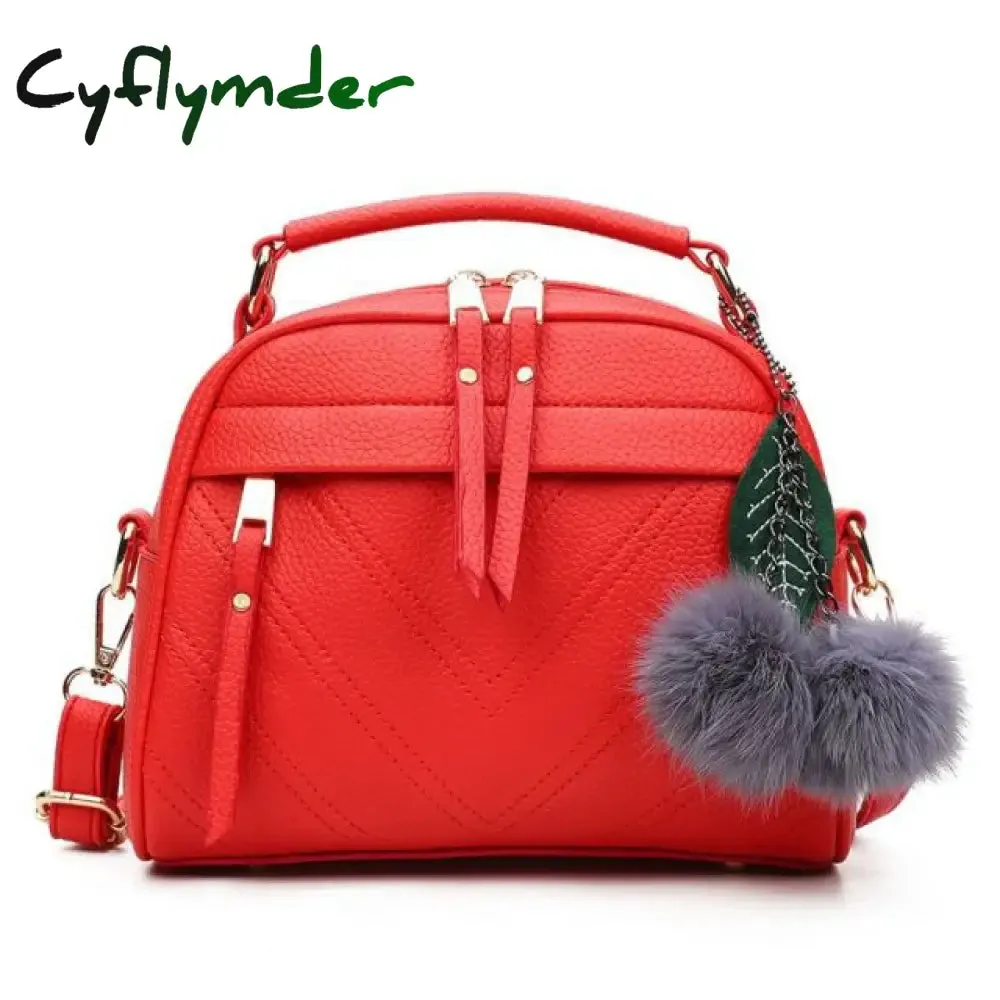 Cyflymder PU Leather Handbag For Women Girl Fashion Tassel Messenger Bags With Ball Bolsa Female Shoulder Bags Ladies Party Crossby Bag