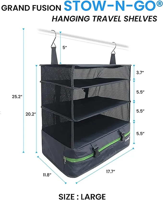 Dark Gray Large Stow N Go Hanging Travel Shelves