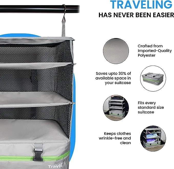Dark Gray Large Stow N Go Hanging Travel Shelves