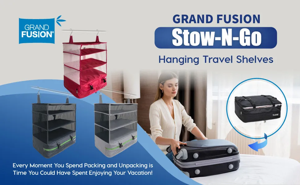 Dark Gray Large Stow N Go Hanging Travel Shelves
