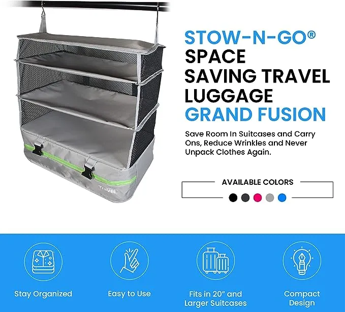 Dark Gray Large Stow N Go Hanging Travel Shelves