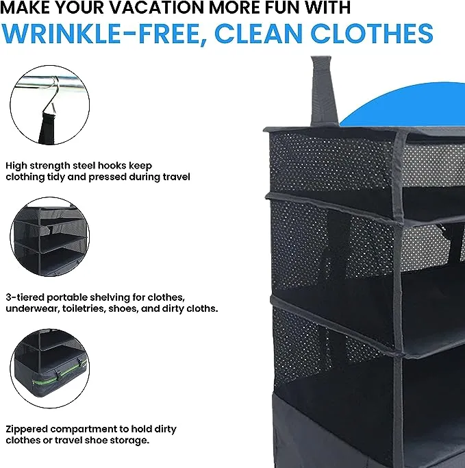Dark Gray Large Stow N Go Hanging Travel Shelves