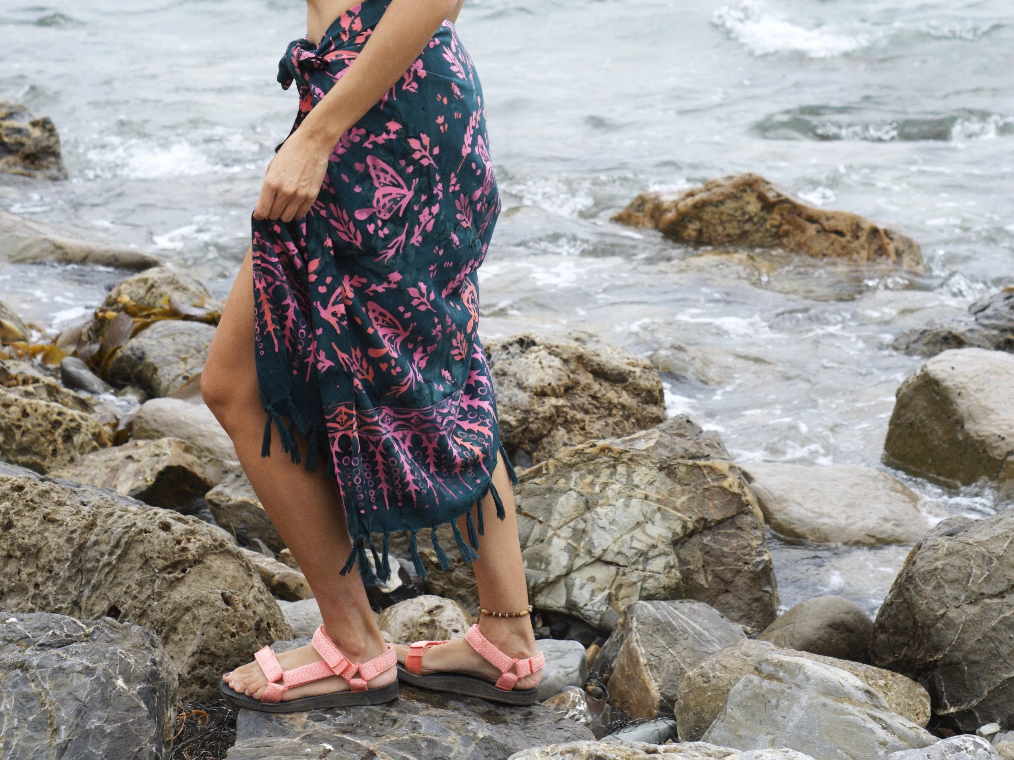 Dark Slate Batik Sarong - BUTTERFLY