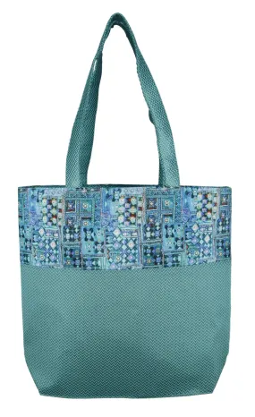 Digitally printed Brocade fashion bag 15 x 16 inch Faux Silk Dupion,TURQUOISE,Totes Shopping bag