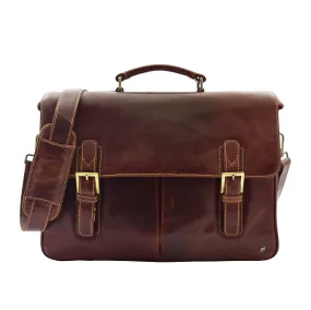 DR322 Men's Leather Messenger Briefcase Brown
