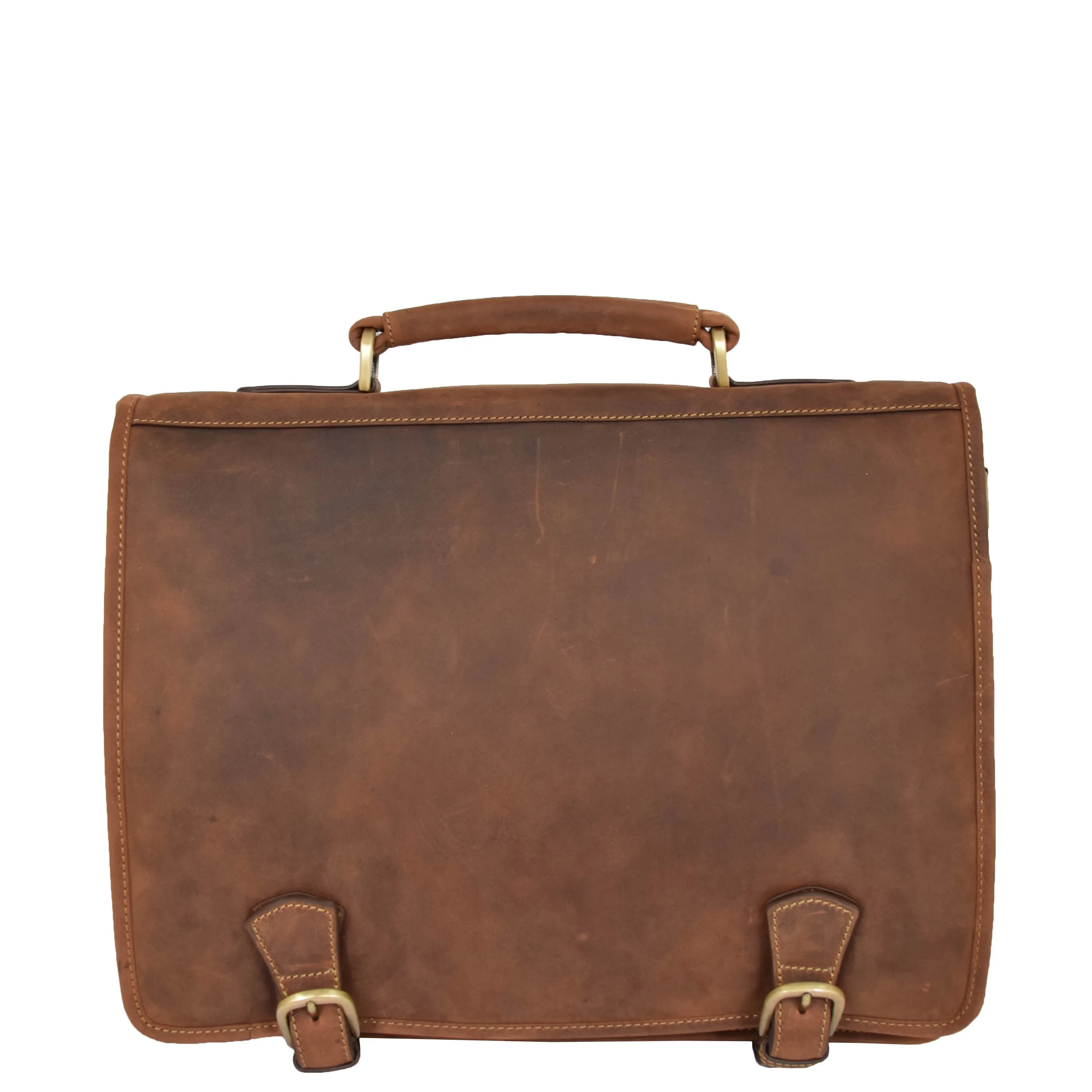 DR389 Men's Leather Cross Body Briefcase Oil Tan
