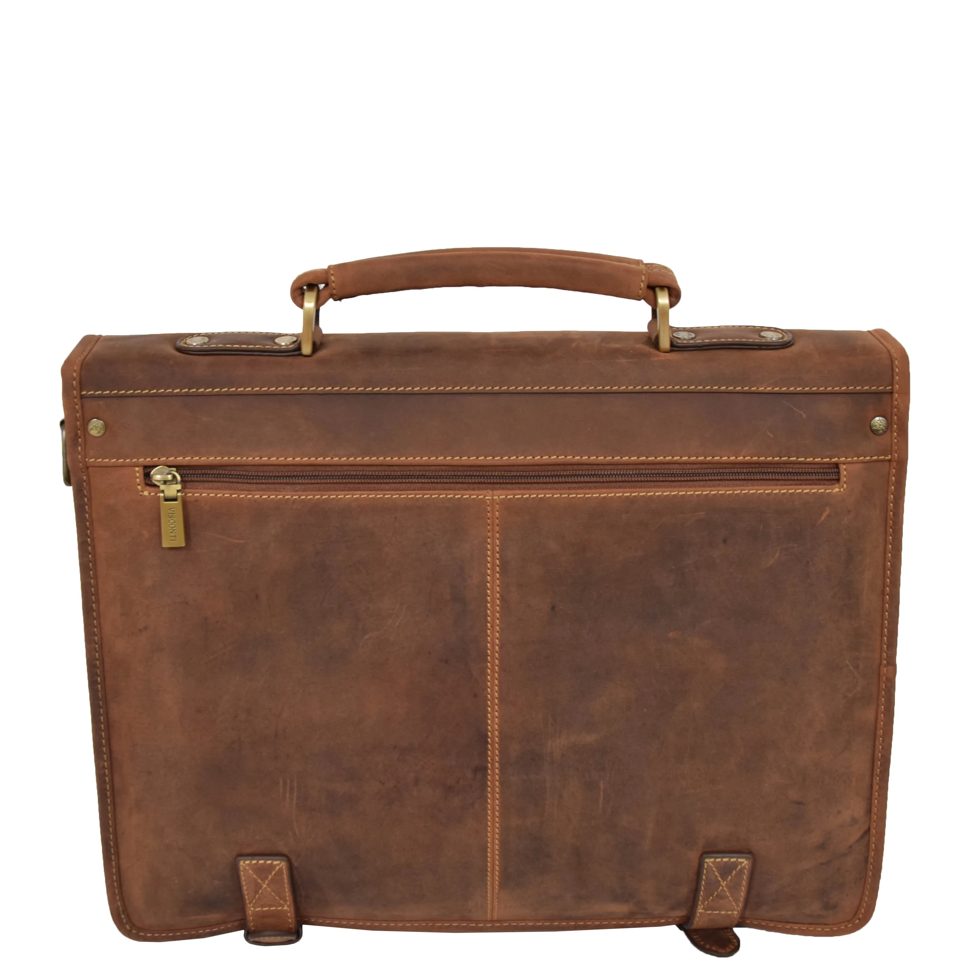 DR389 Men's Leather Cross Body Briefcase Oil Tan