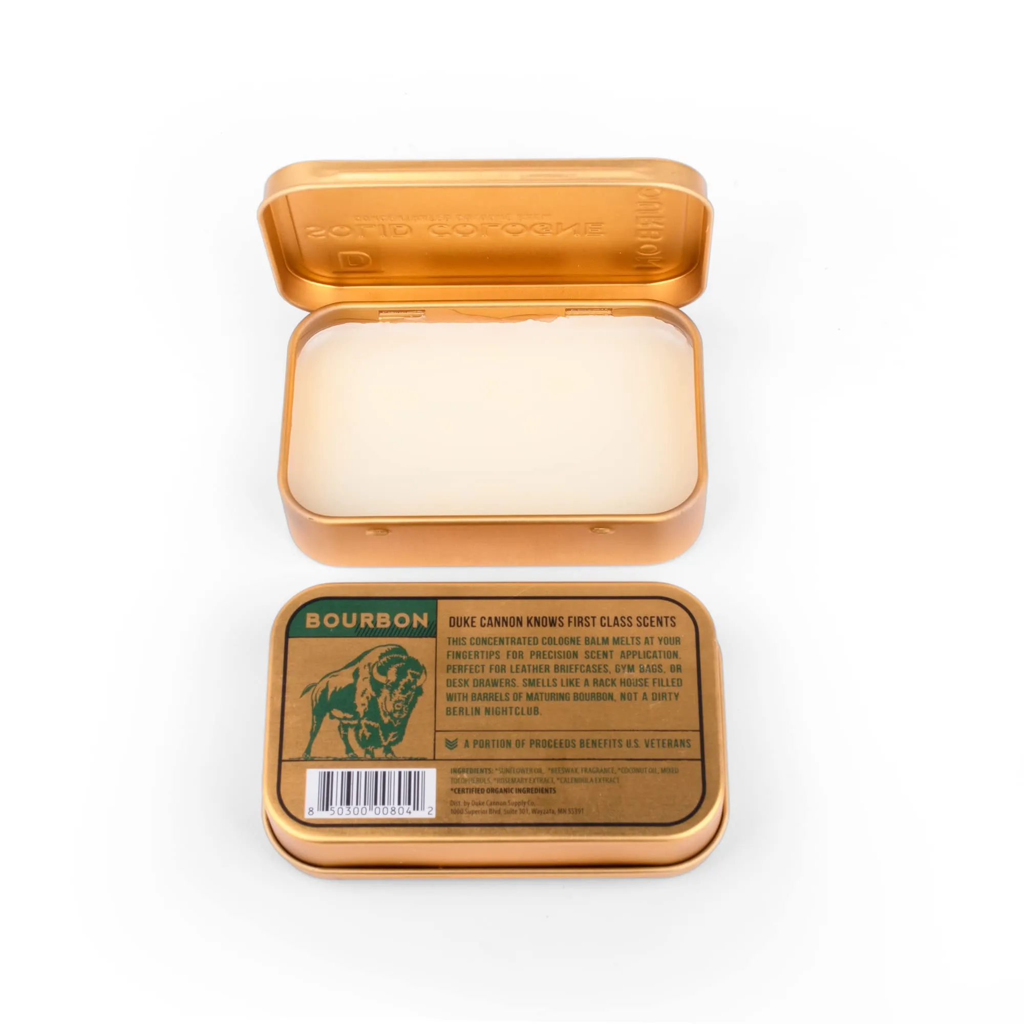 Duke Cannon Men's Solid Cologne - Bourbon | Concentrated Cologne Balm | Woody Oak Barrel Scent | Travel-Friendly Tin | 1.5 oz