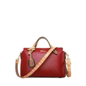 Elegant Crocodile Print and Rivets Design Women's Tote Bag - Wine Red