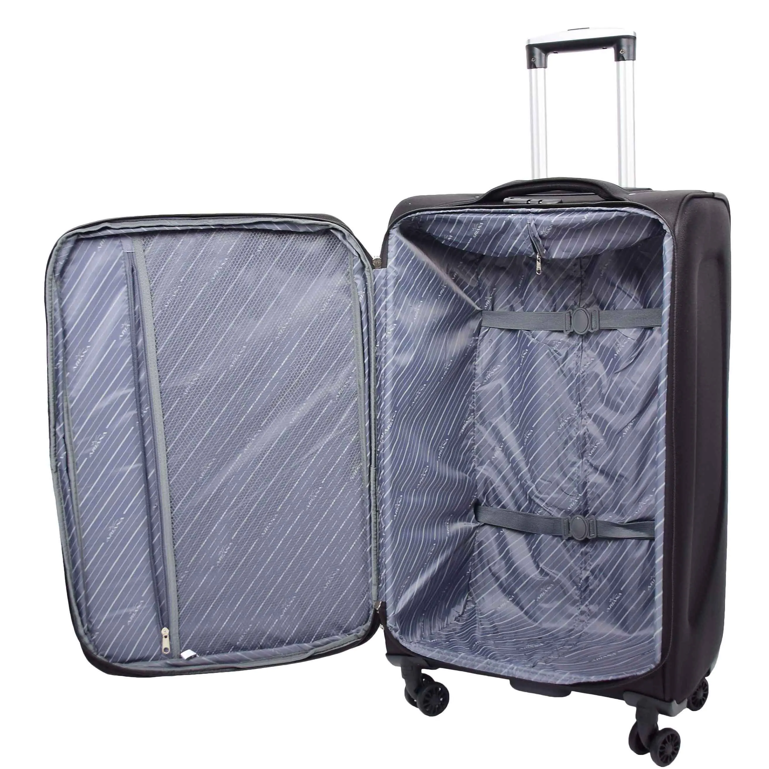 Expandable Four Wheel Soft Suitcase Luggage York Black