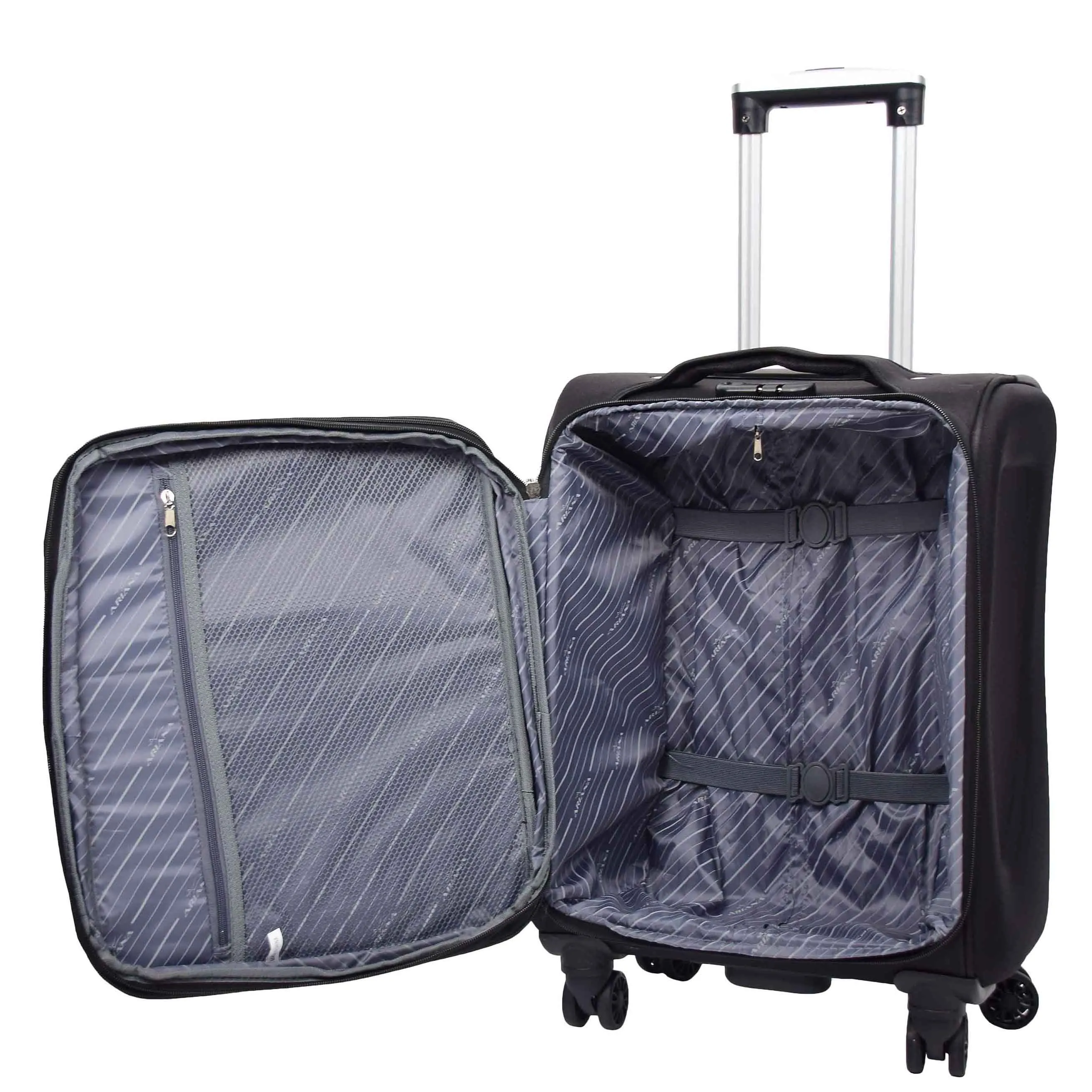 Expandable Four Wheel Soft Suitcase Luggage York Black