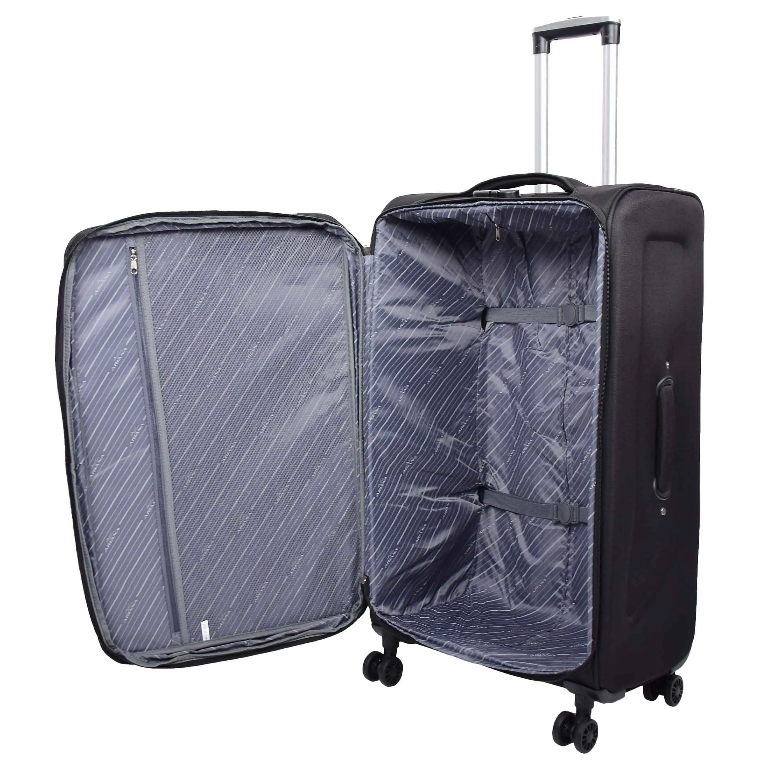 Expandable Four Wheel Soft Suitcase Luggage York Black