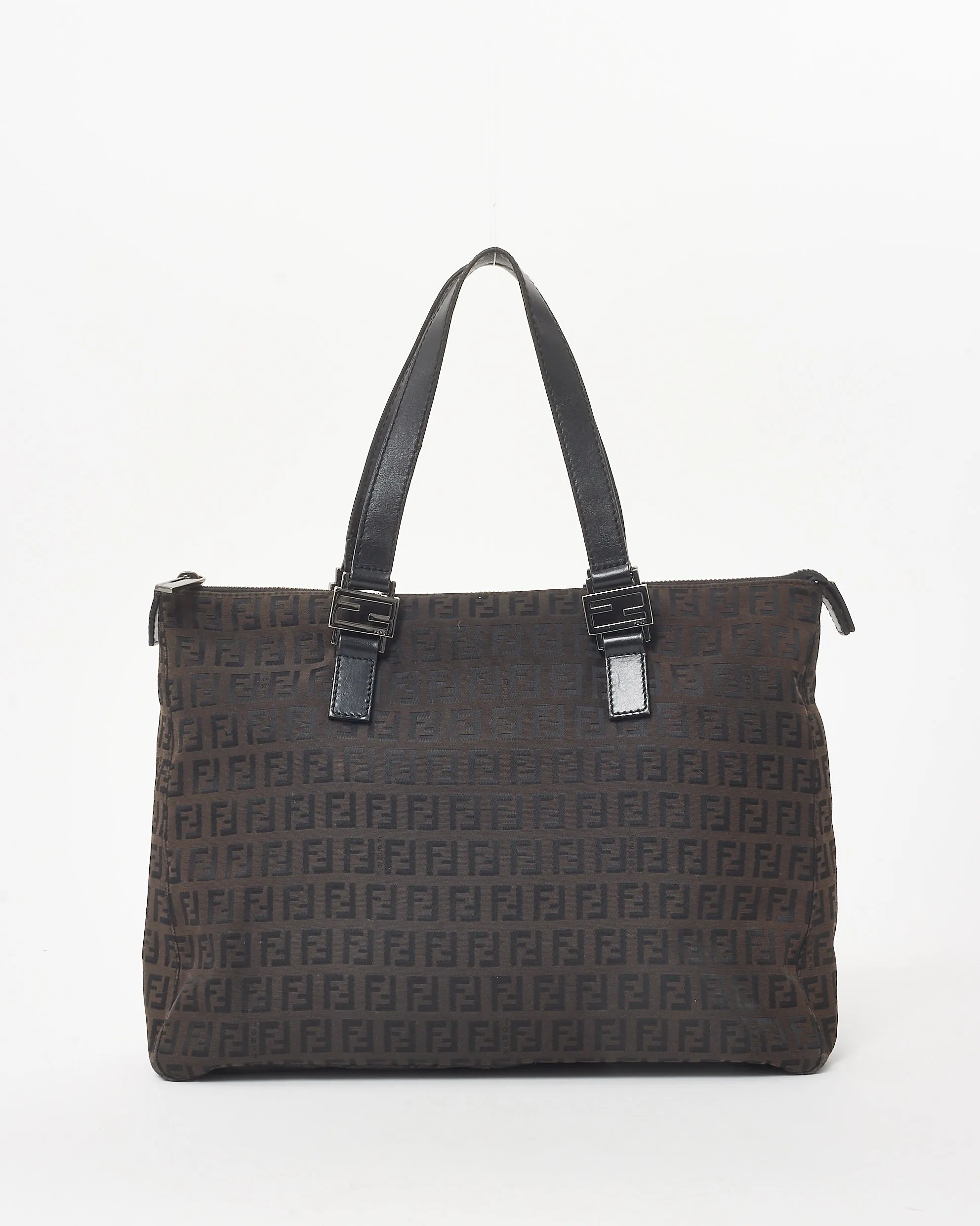 Fendi Vintage Brown and Black Zucchino Canvas Tote Bag