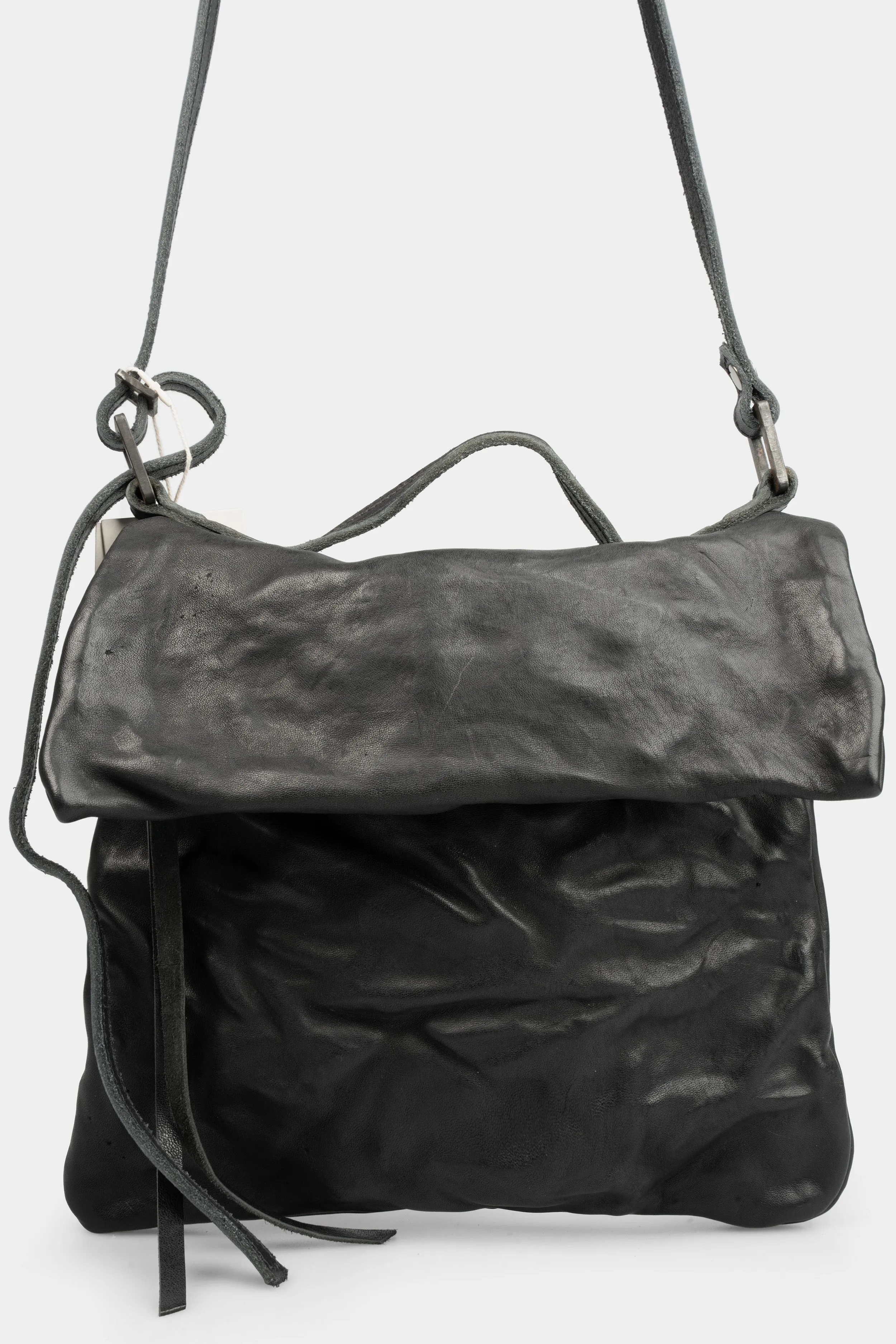 Folded messenger leather bag