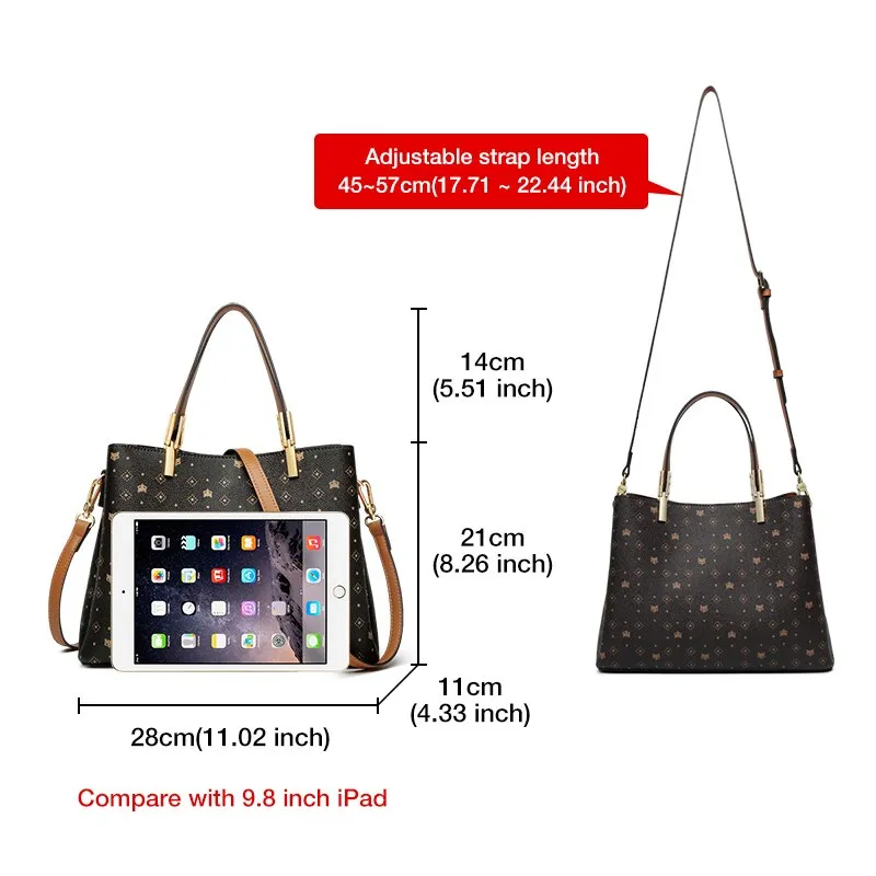 FOXER Signature Handbag Women Fall Winter Crossbody Bag PVC Leather Monogram Vintage Stylish Lady Shoulder Bag Large Capacity