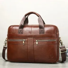 Genuine Leather Briefcases Hard For Men 15.6 Inch Office Bussiness Computer Bag