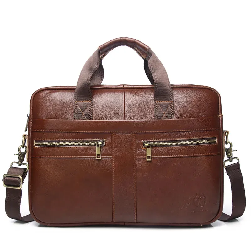 Genuine Leather Briefcases Hard For Men 15.6 Inch Office Bussiness Computer Bag