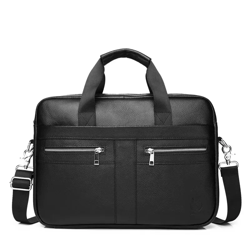 Genuine Leather Briefcases Hard For Men 15.6 Inch Office Bussiness Computer Bag