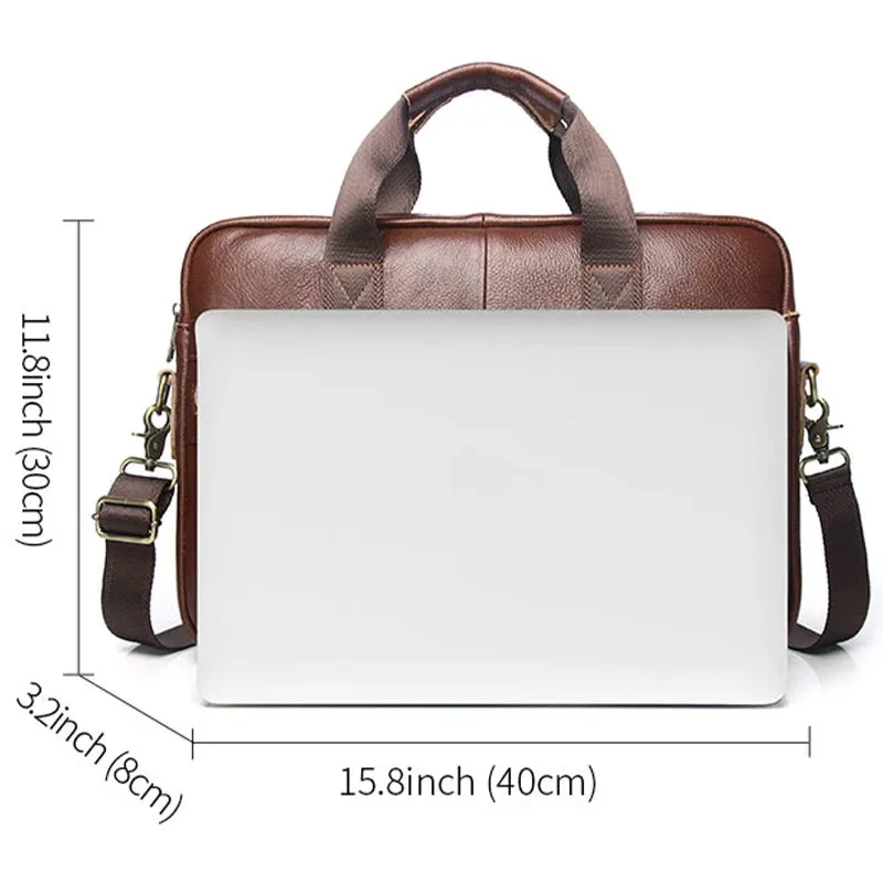 Genuine Leather Briefcases Hard For Men 15.6 Inch Office Bussiness Computer Bag