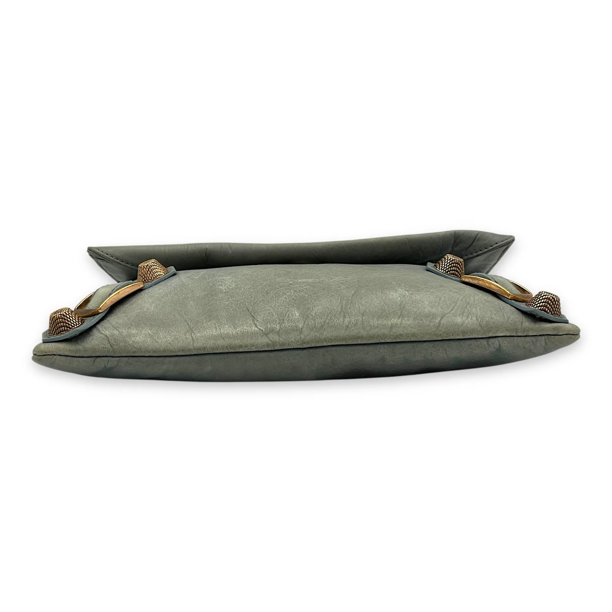 Giant City Clutch Blue in Distressed Leather, Gold hardware