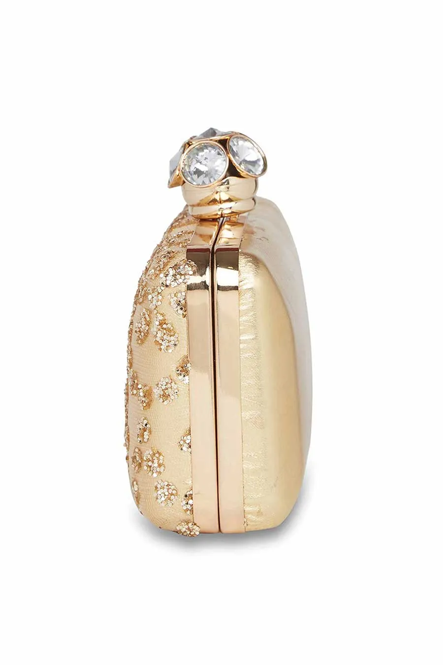 Gold Crystal Embroidered Clutch