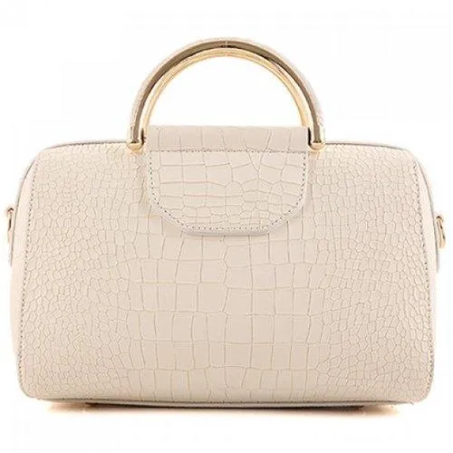 Graceful Solid Colour and Embossing Design Tote Bag For Women - Off-white