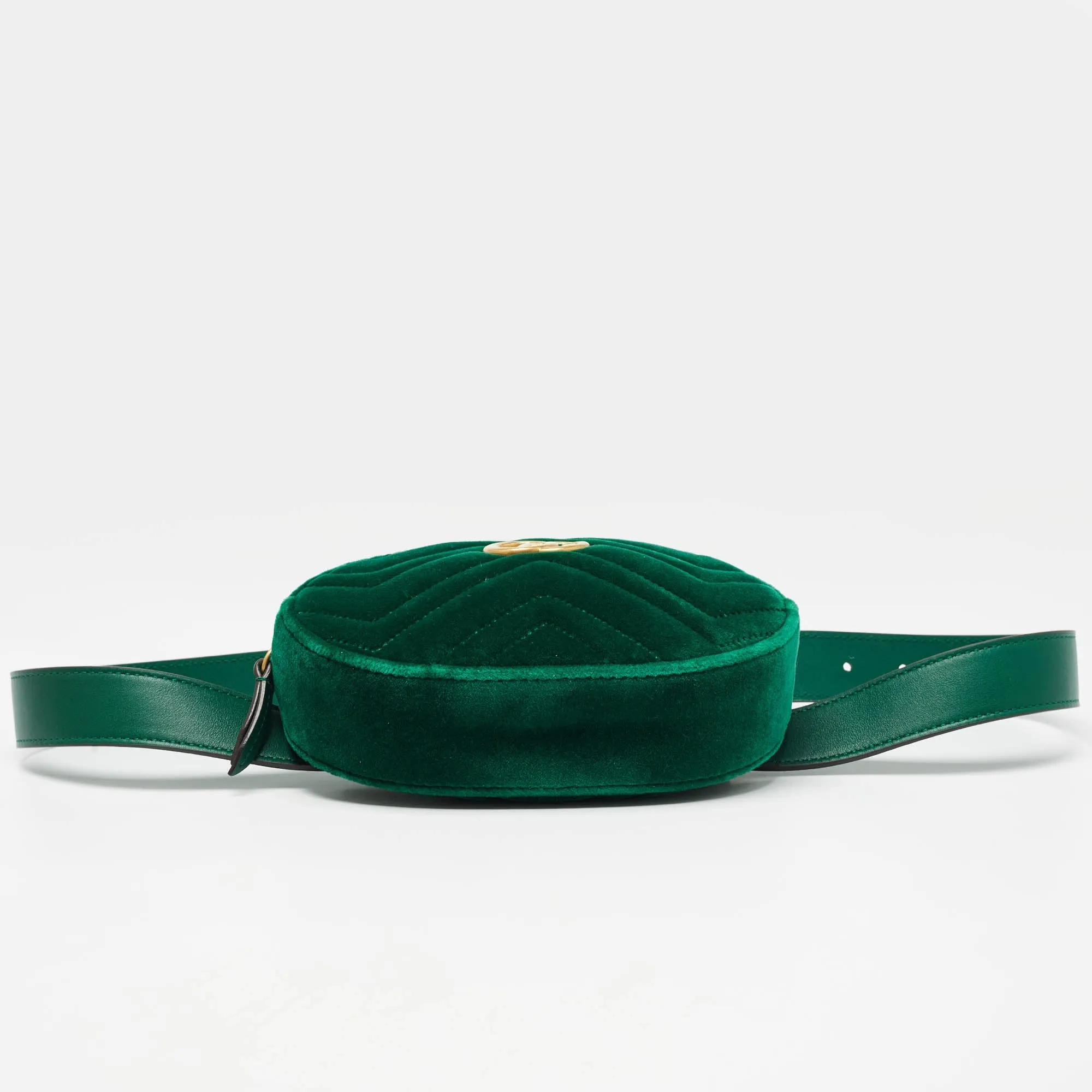 Gucci Green Matelass&eacute; Velvet Mini Gg Marmont Belt Bag