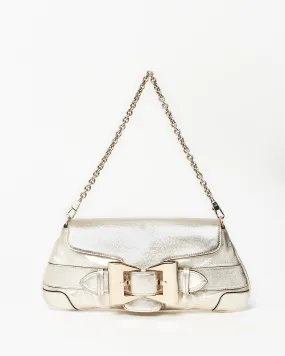 Gucci Vintage Gold Leather Bow Shoulder Clutch