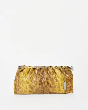 Gucci Vintage Yellow Python Leather Karung Frame Clutch