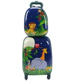 GYMAX Kids Carry On Luggage Set, 2PCS Rolling Suitcase (Giraffe)
