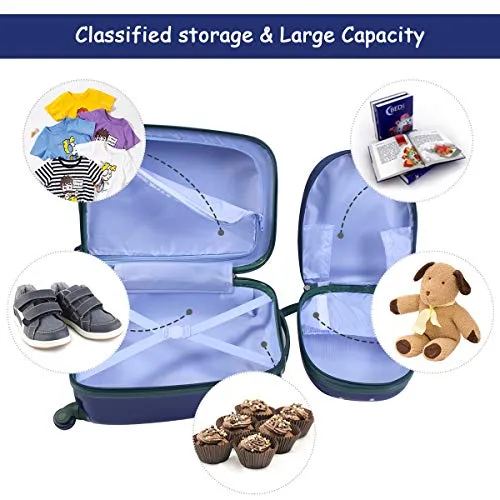 GYMAX Kids Carry On Luggage Set, 2PCS Rolling Suitcase (Giraffe)